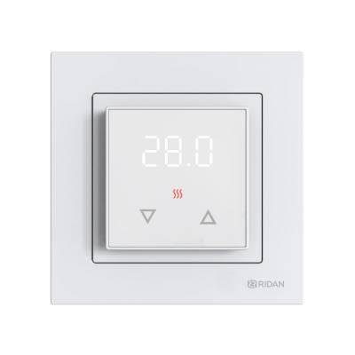 Терморегулятор для теплого пола Ridan Room (комнатный), белый, IP 21 с led дисплеем Белый